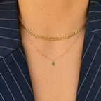 Collar de Esmeralda Gota con Diamantes Oro 14k