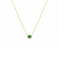 Collar Oval Mini con Halo de Diamantes en Oro 14K