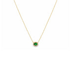 Collar Oval Mini con Halo de Diamantes en Oro 14K