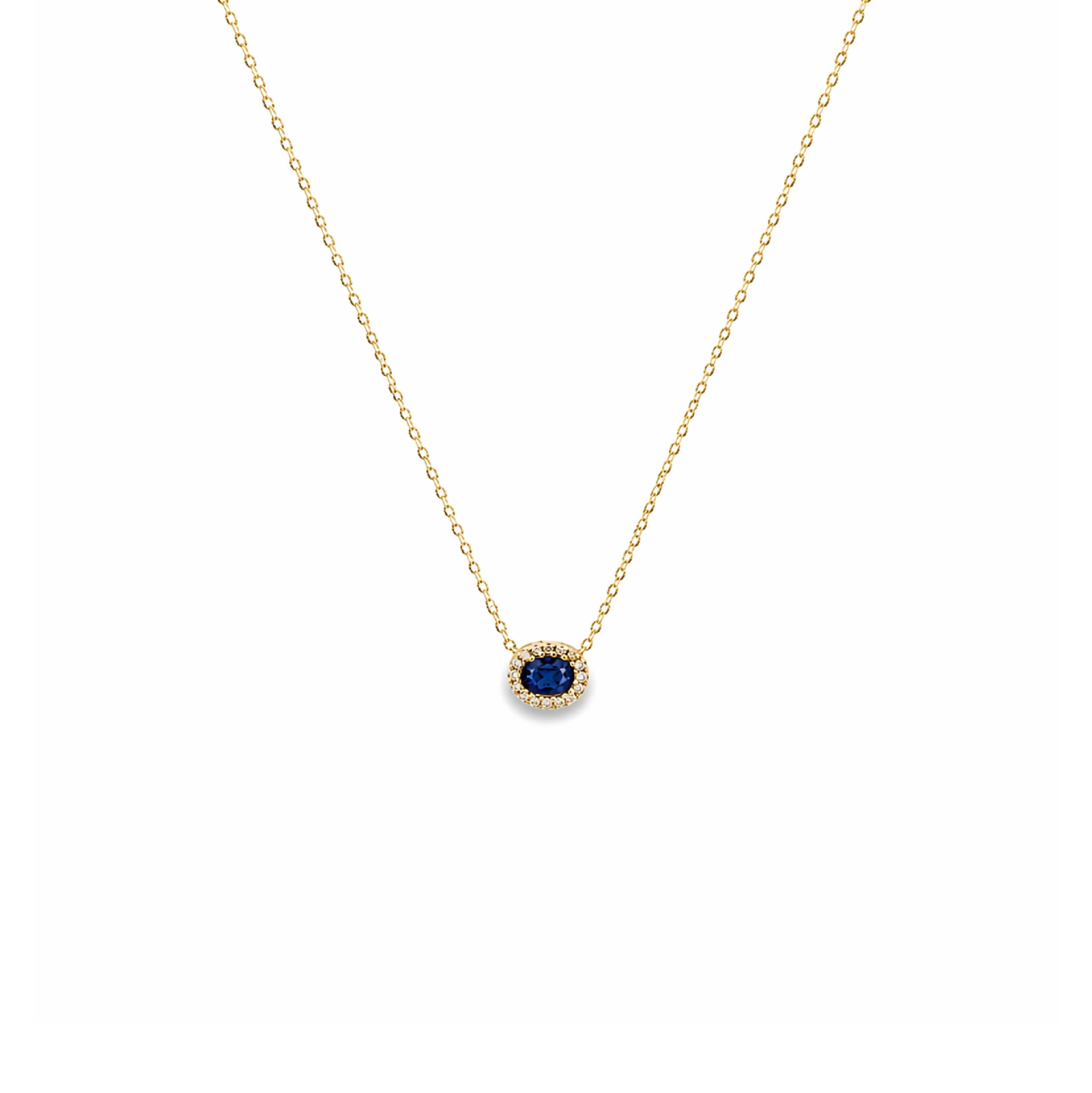 Collar Oval Mini con Halo de Diamantes en Oro 14K