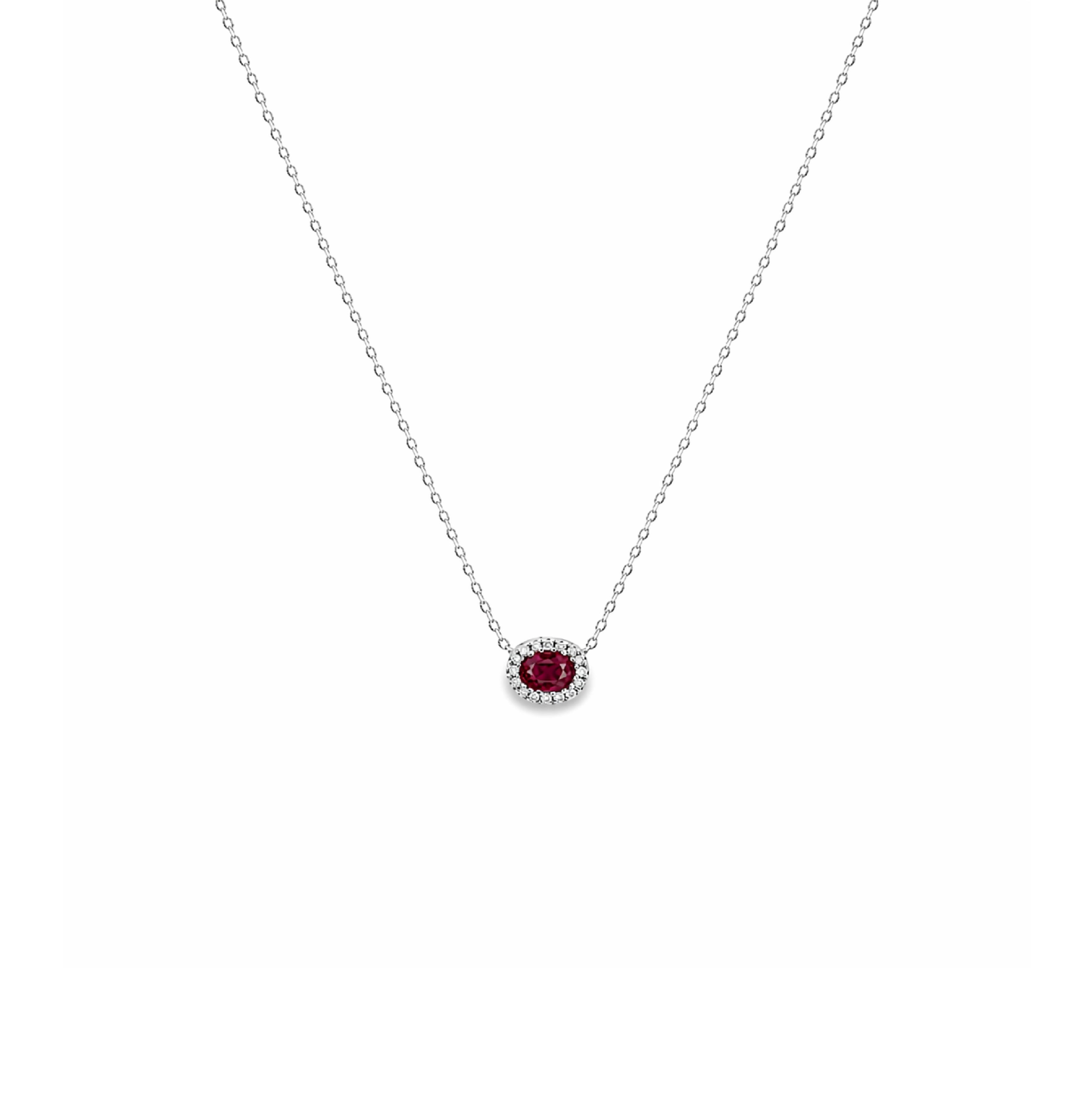 Collar Oval Mini con Halo de Diamantes en Oro 14K