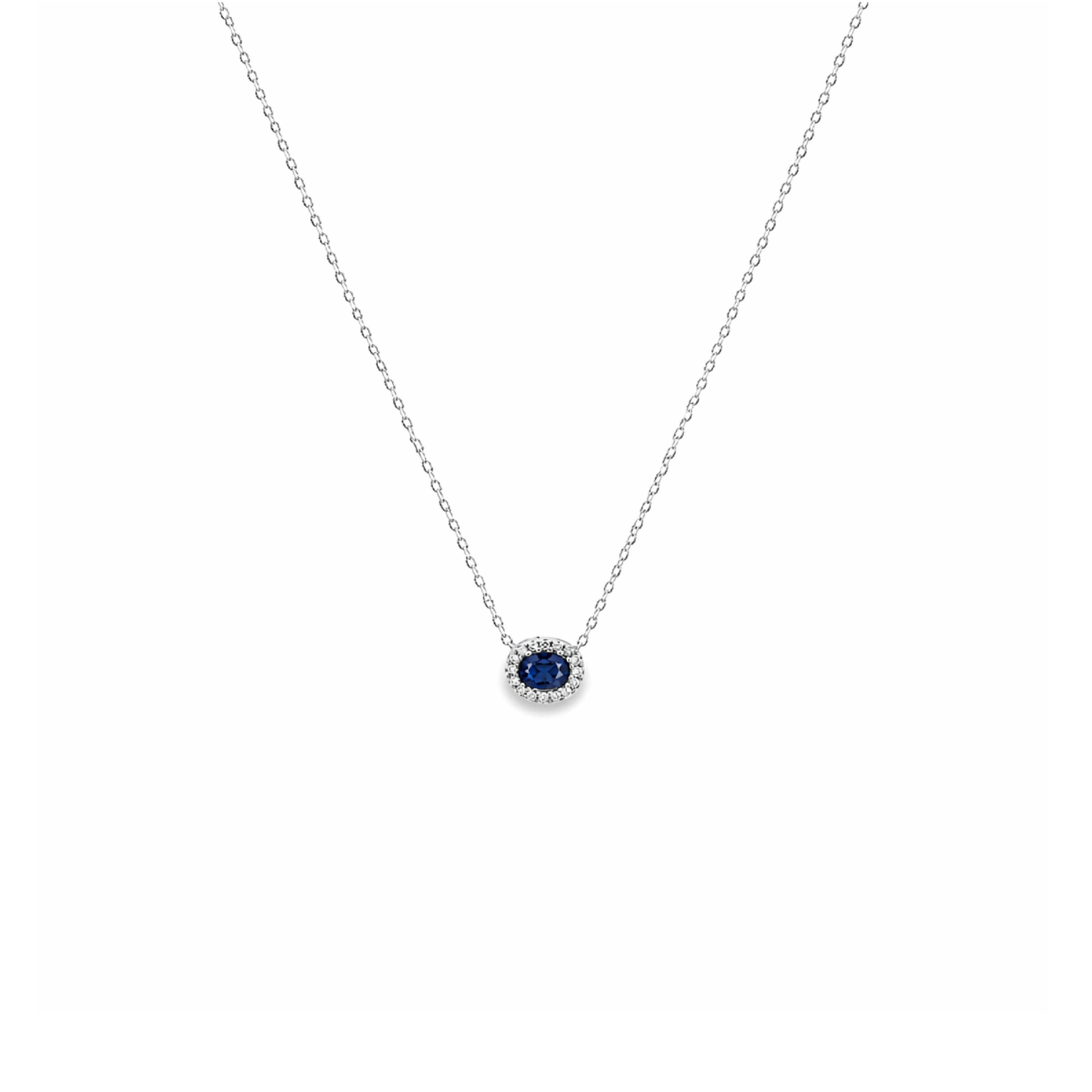 Collar Oval Mini con Halo de Diamantes en Oro 14K