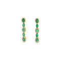 Aretes colgantes de esmeraldas con halo de diamantes