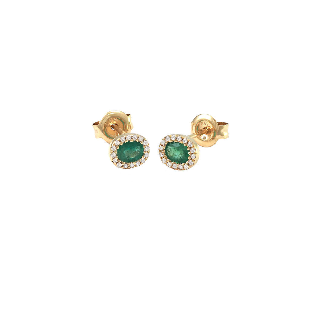 Aretes Mini Oval con Halo en Oro 14k