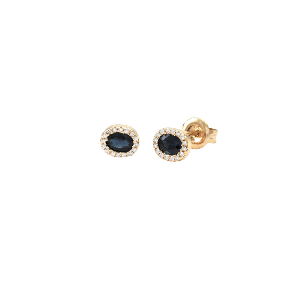 Aretes Mini Oval con Halo en Oro 14k