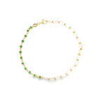 Pulsera Paper Clip con Esmeraldas en Oro 14K