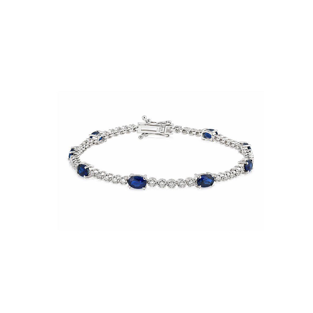 Pulsera Tennis de Diamantes y Zafiros Oro 14k