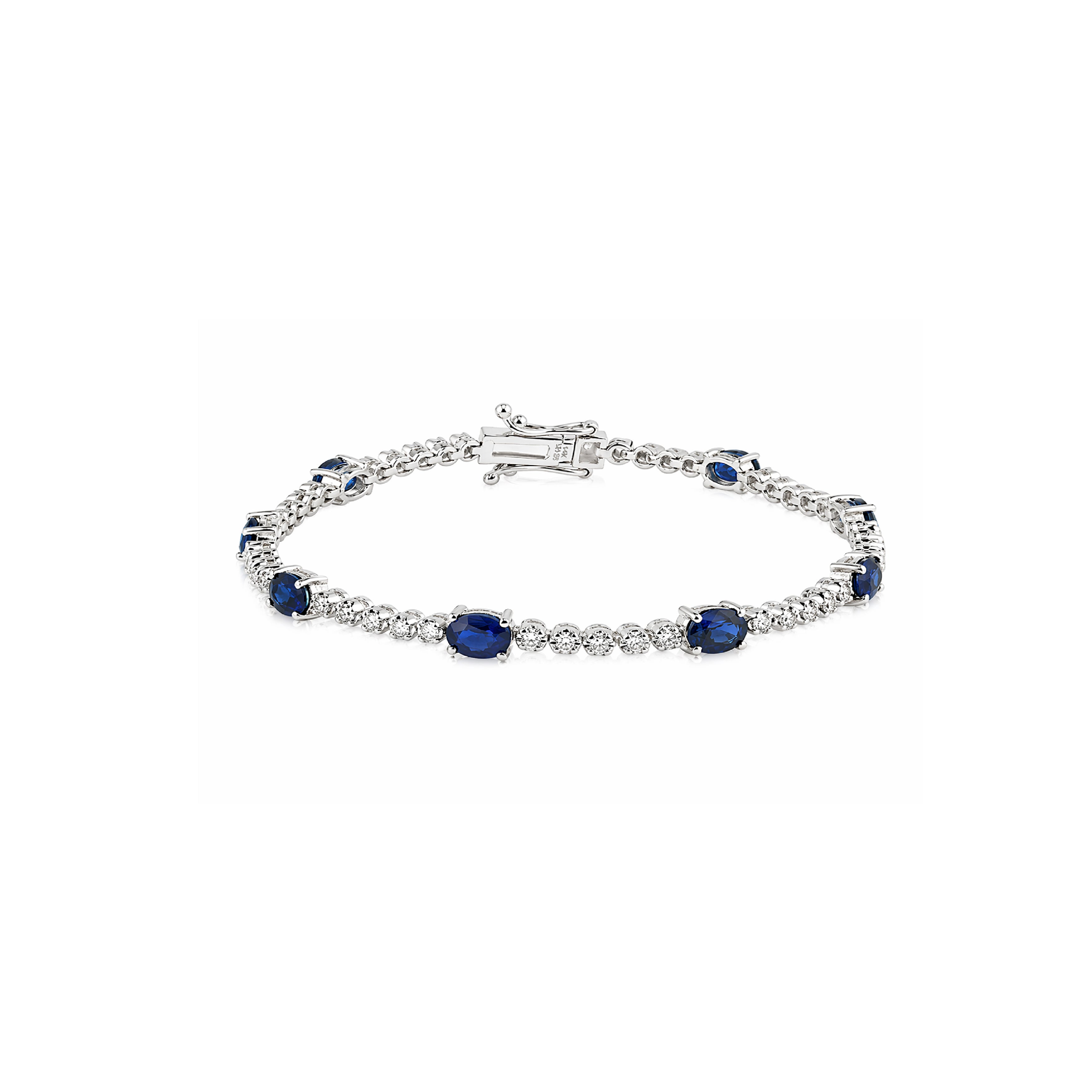 Pulsera Tennis de Diamantes y Zafiros Oro 14k