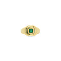 Anillo Signet Cuadrado con Esmeralda en Oro 14K