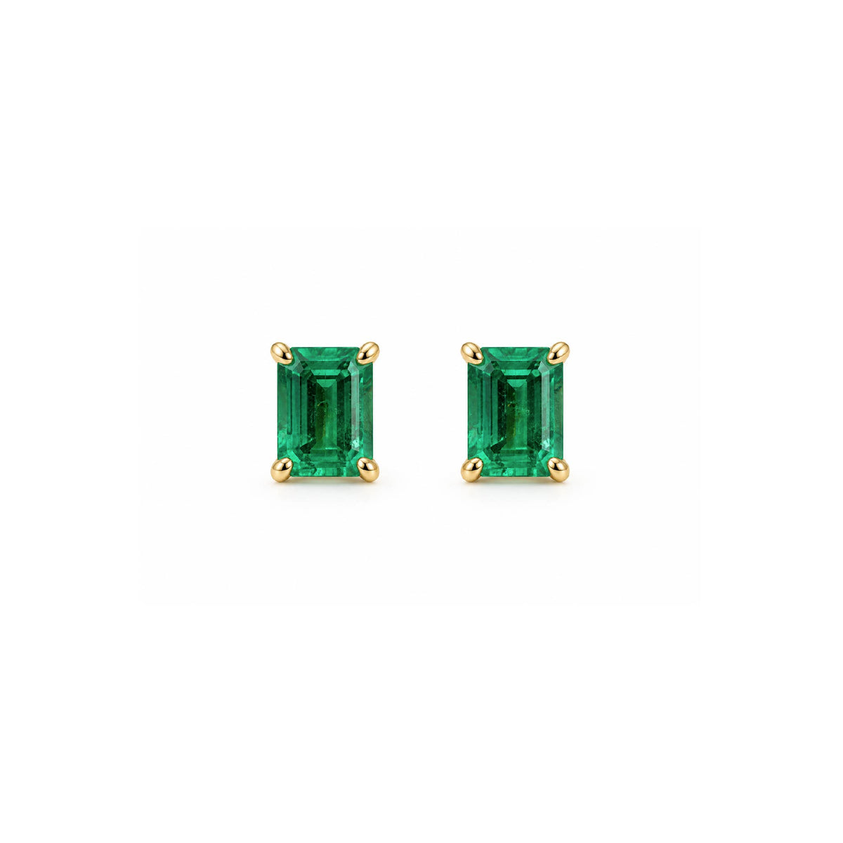 Studs Esmeralda Oro Amarillo 14k