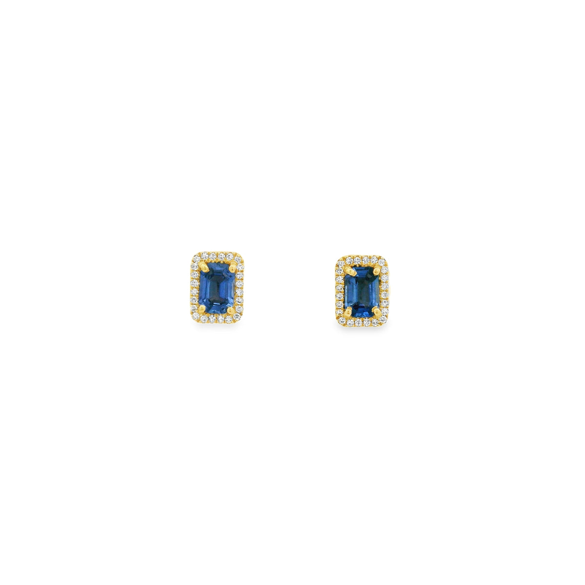 Aretes de Zafiro con Halo de Diamantes Oro 14k