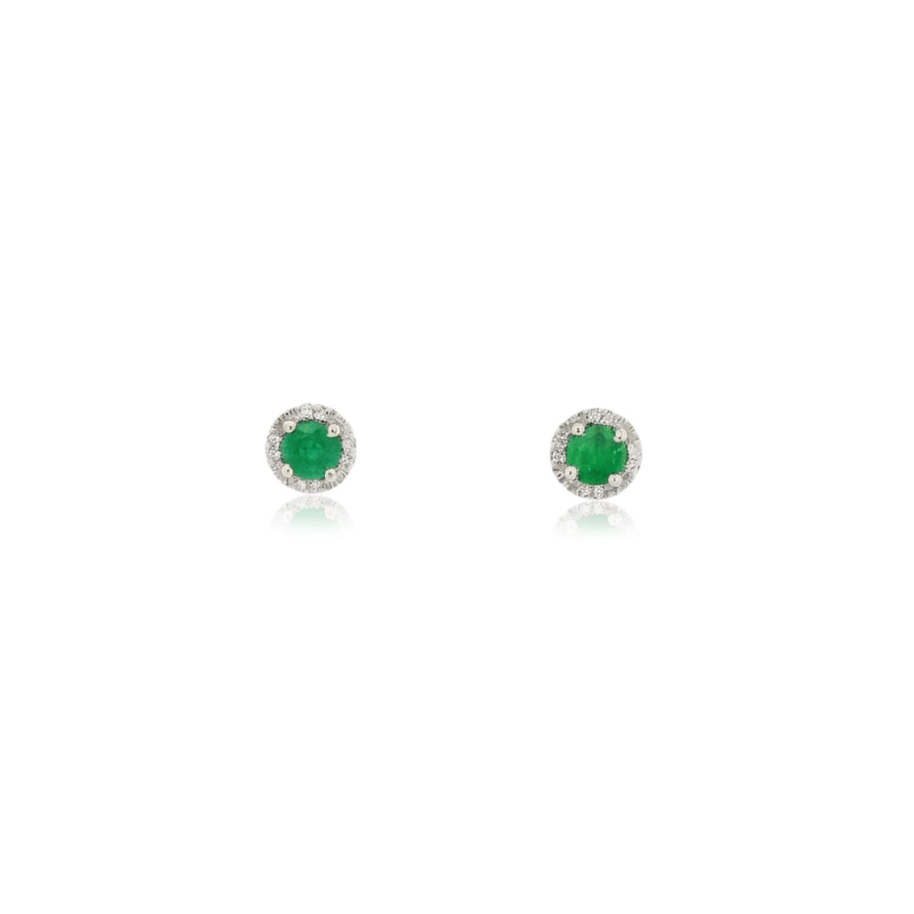 Aretes mini redondos con halo de diamantes
