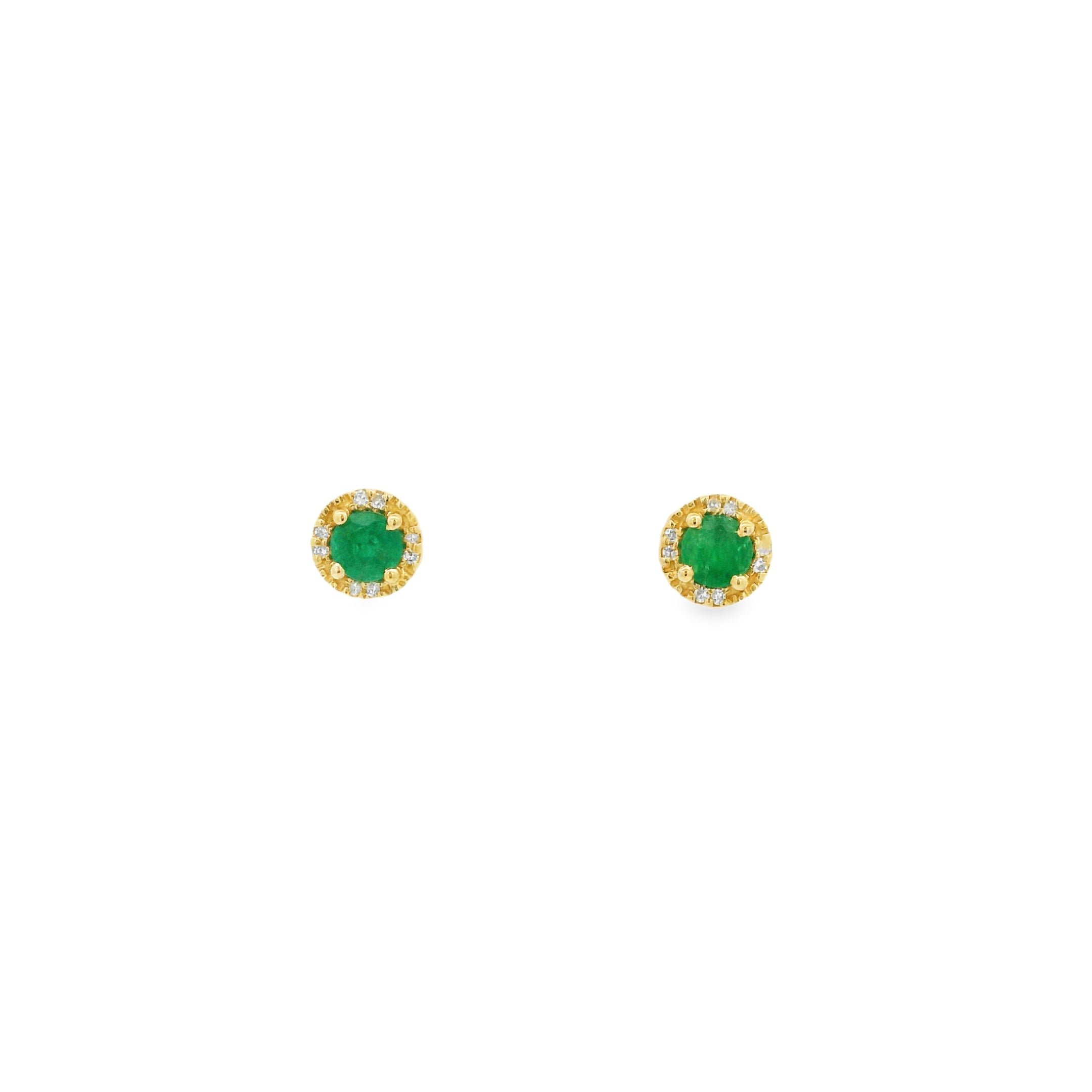 Aretes mini redondos con halo de diamantes