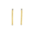 Aretes de Diamante con Cadena Cubana en Oro 14K
