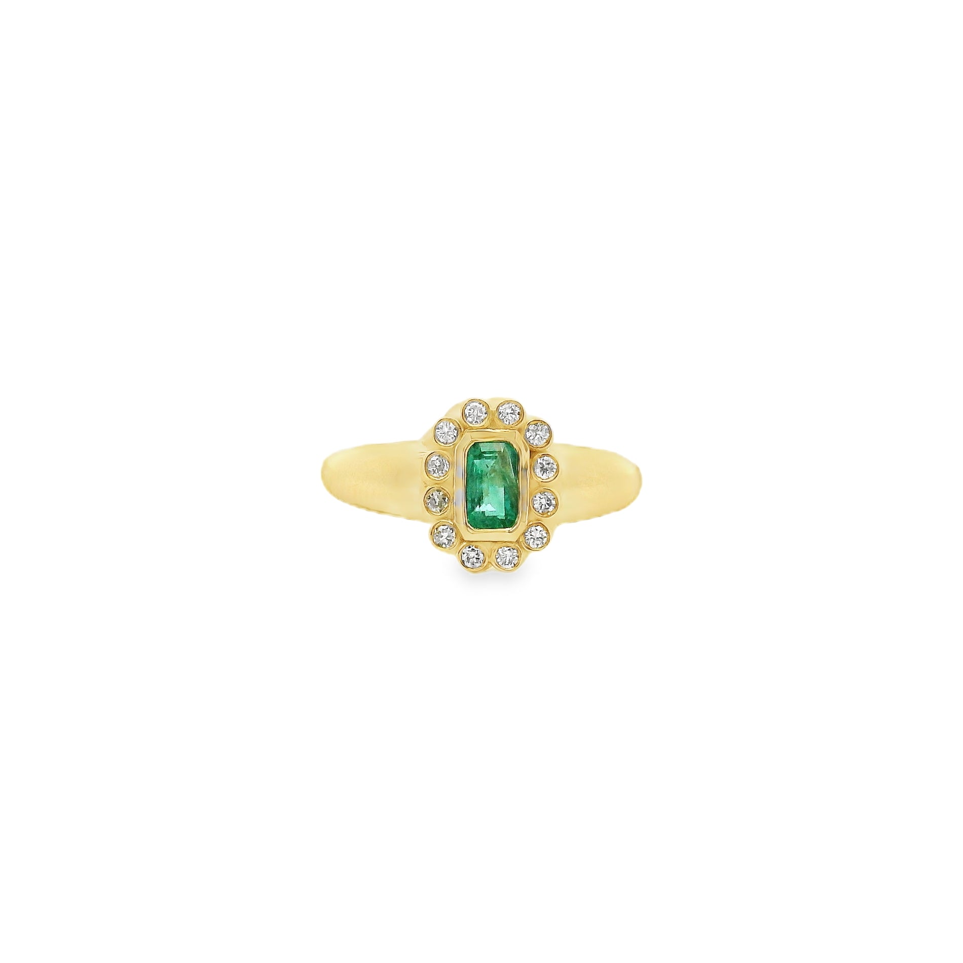 Anillo Vintage de Esmeralda con Diamantes en Oro Amarillo 14K