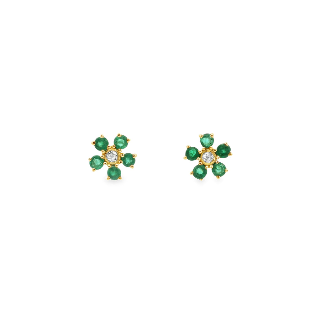Alhena ·  Aretes de Flor con Esmeraldas y Diamantes