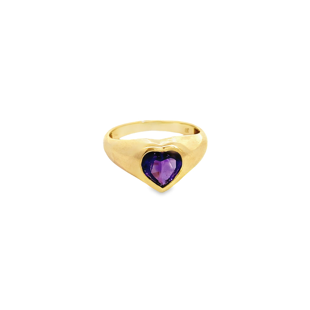 Anillo Afrodita Amatista Corazón en Oro 14K