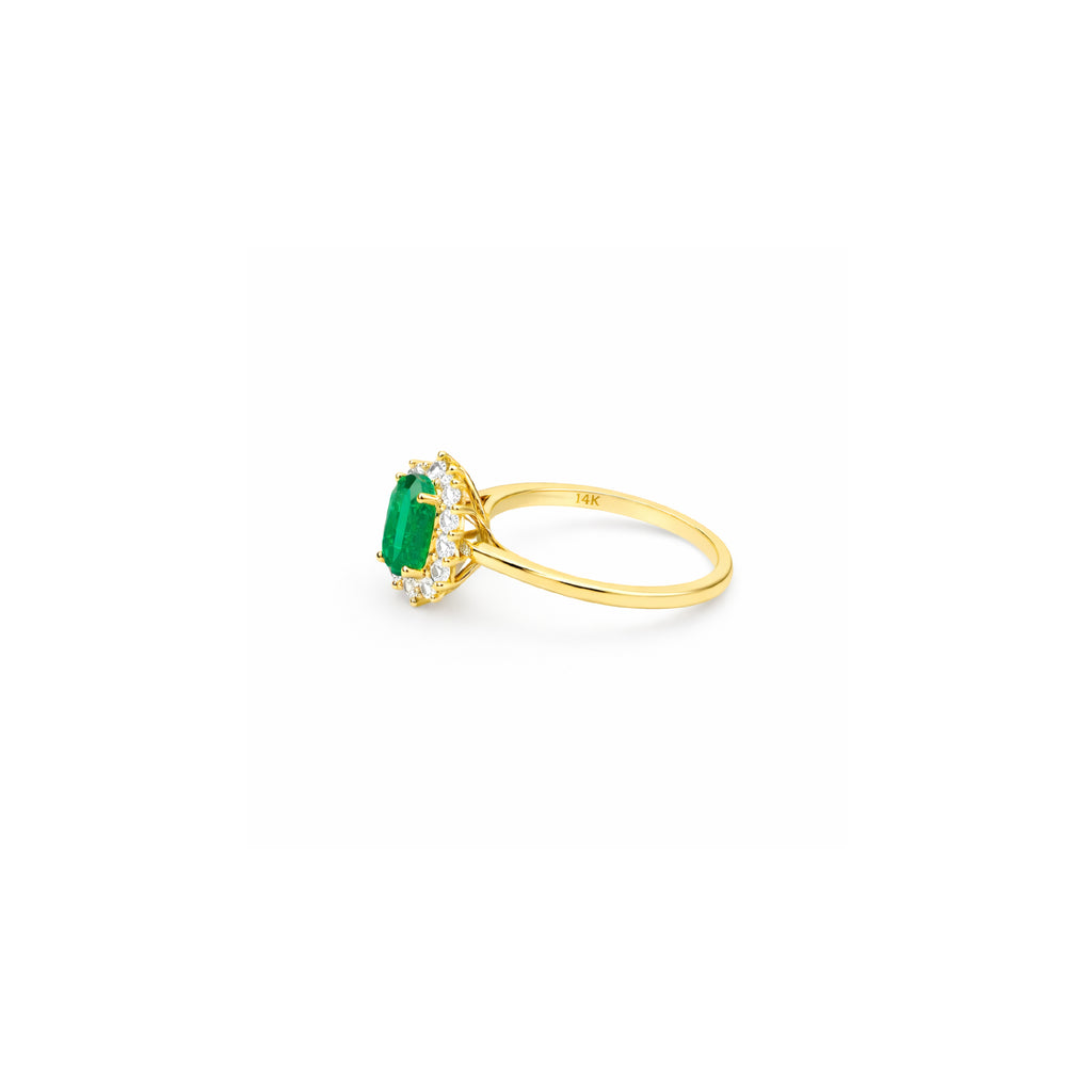 Anillo Astro con Halo de Diamantes en Oro 14K