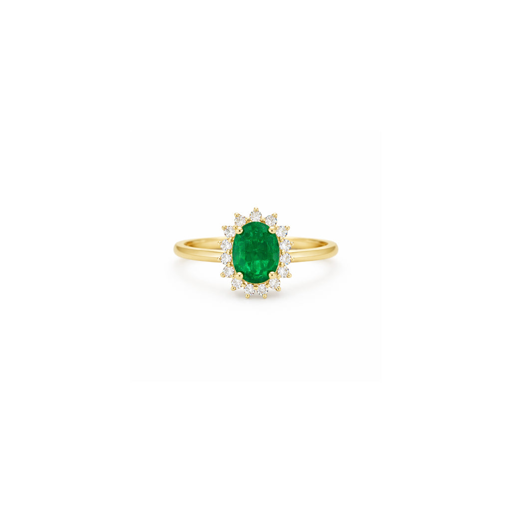 Anillo Astro con Halo de Diamantes en Oro 14K