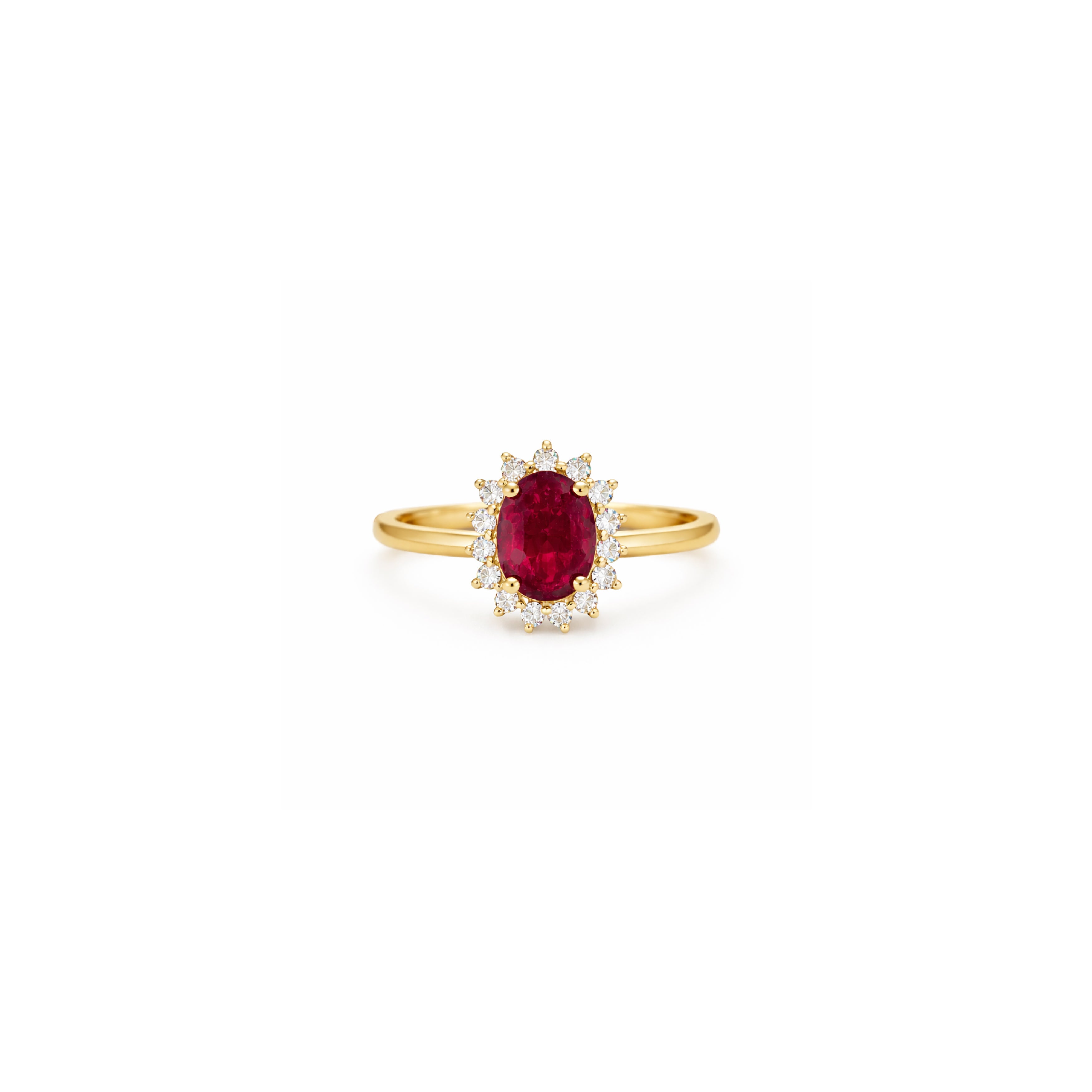 Anillo Astro con Halo de Diamantes en Oro 14K