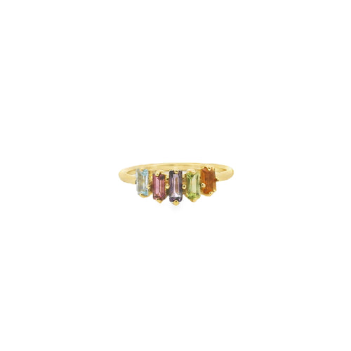 Anillo Buna con Piedras Baguette en Oro 14K