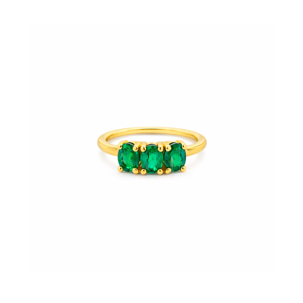 Anillo Canopus 3 Piedras Oro 14k