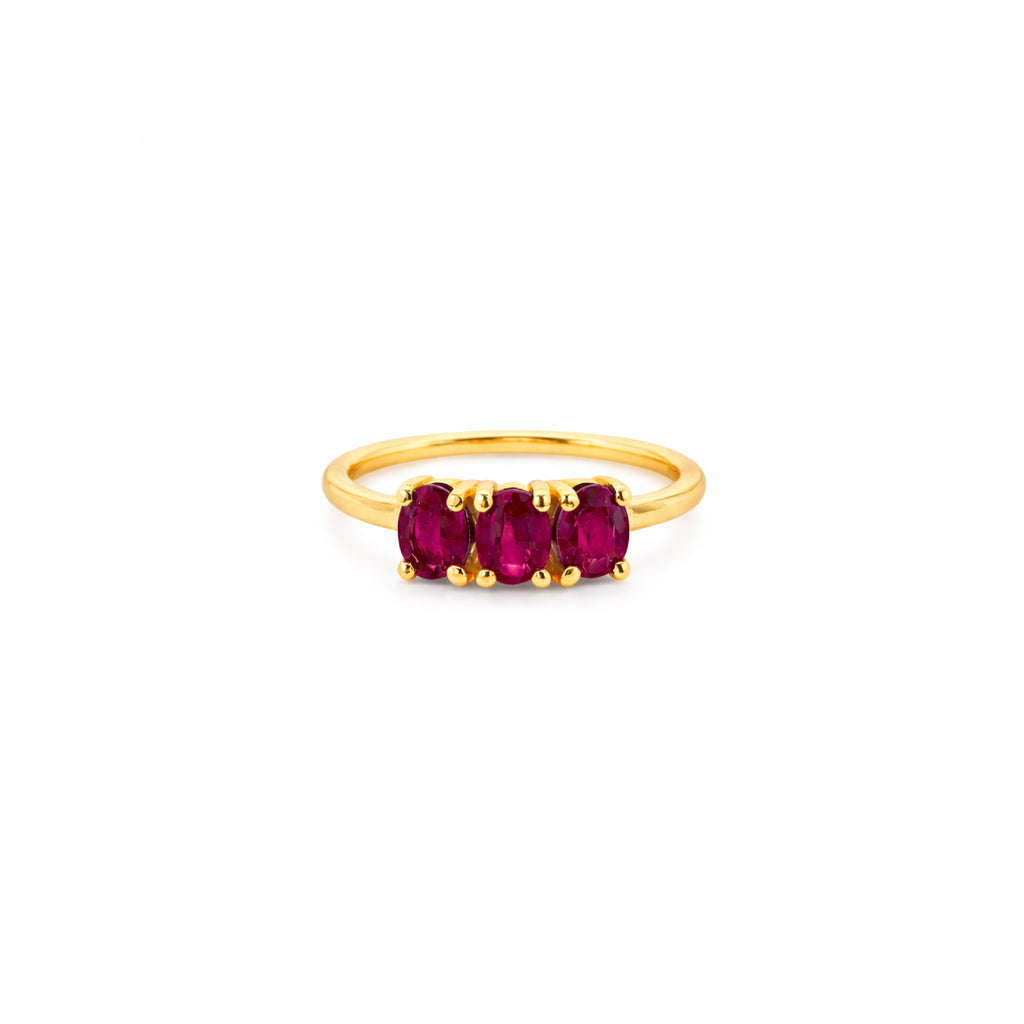 Anillo Canopus 3 Piedras Oro 14k
