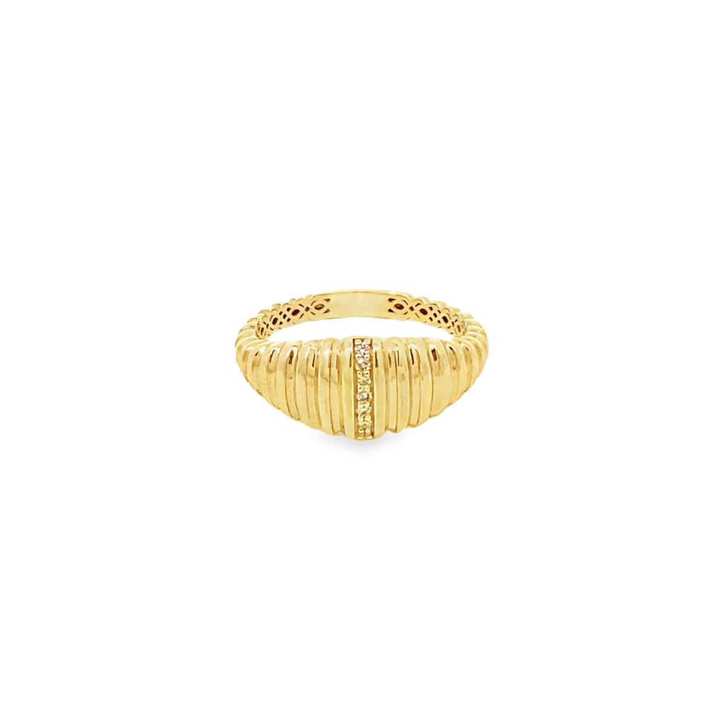 Anillo Croissant Con Diamantes Oro 14k