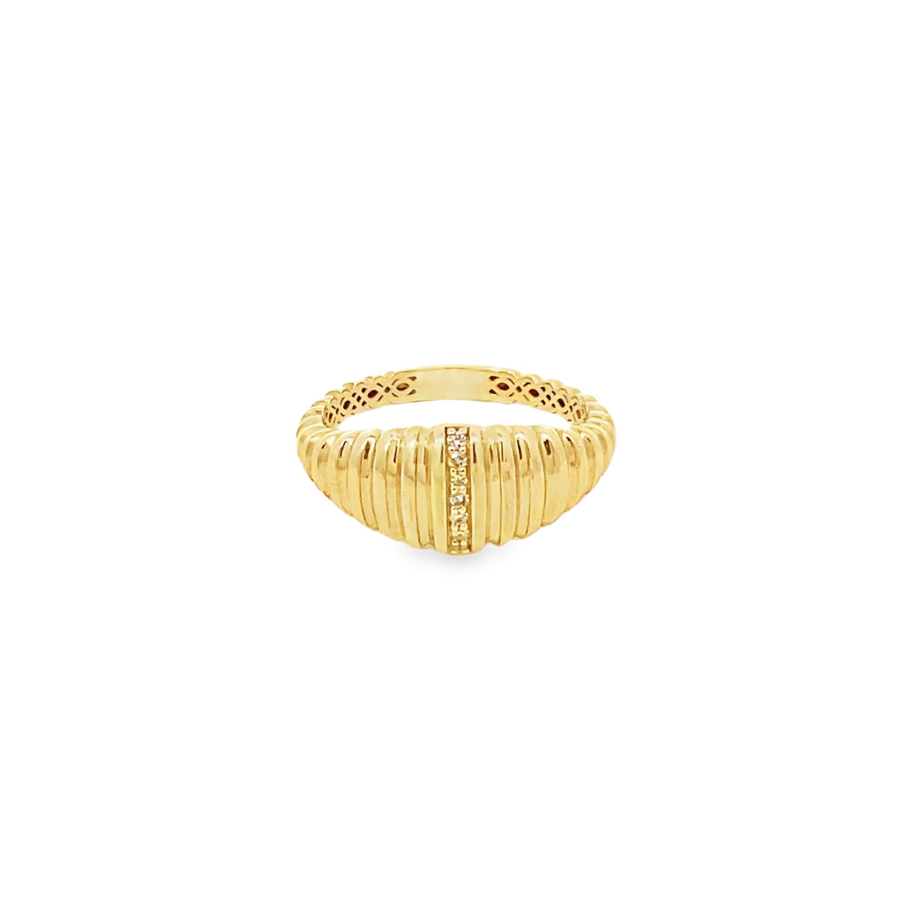 Anillo Croissant Con Diamantes Oro 14k