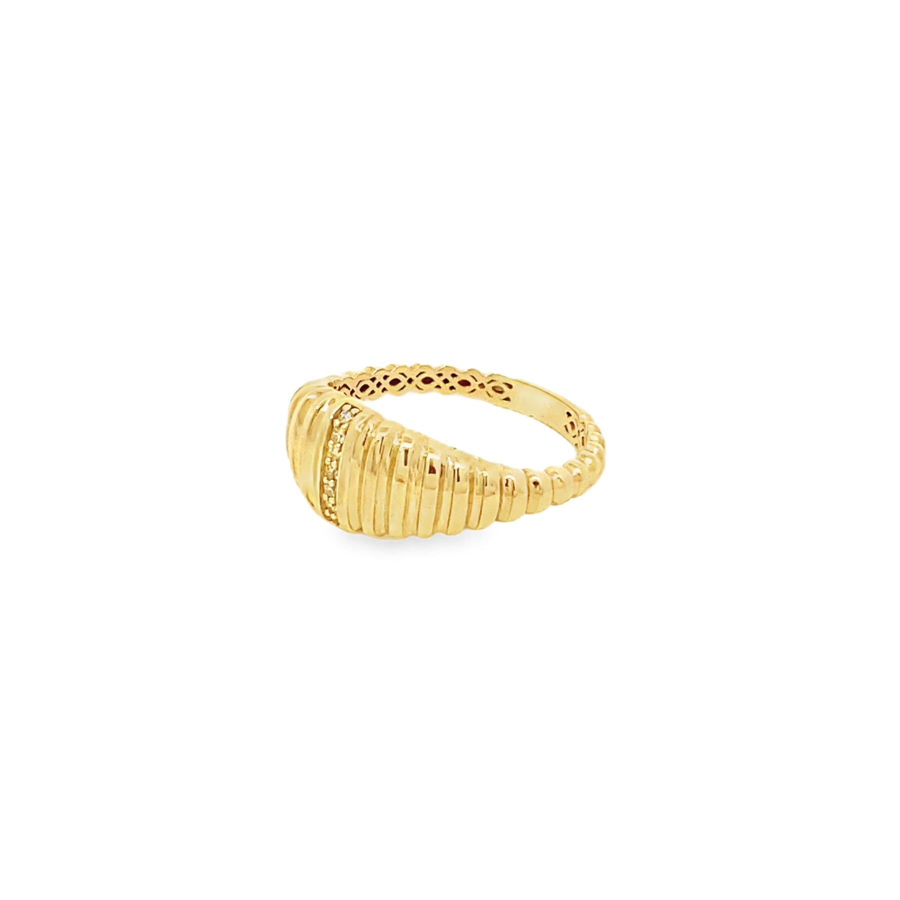 Anillo Croissant Con Diamantes Oro 14k