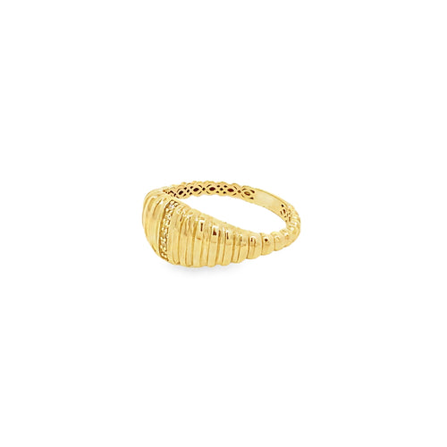Anillo Croissant Con Diamantes Oro 14k