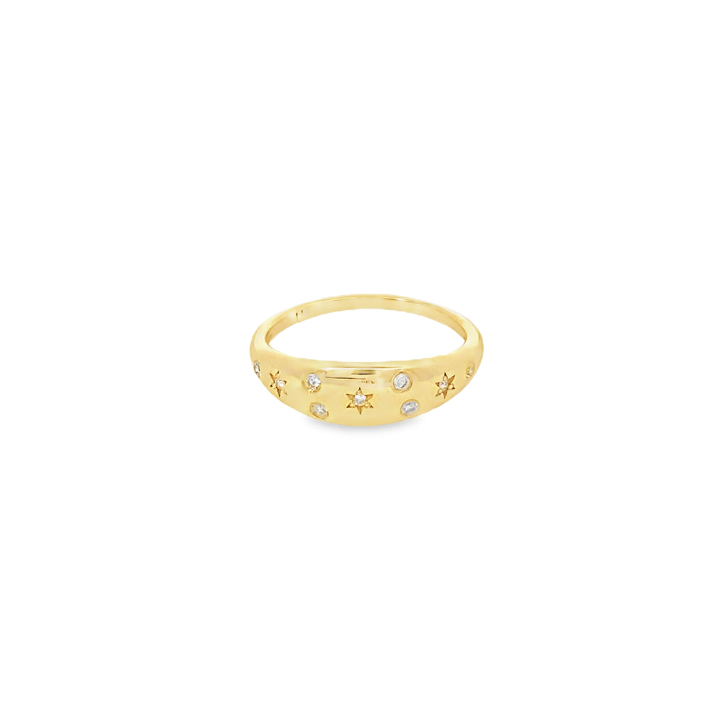 Anillo Dome Constelación Oro 14K con Diamantes