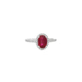 Anillo de Rubí con Halo de Diamantes Oro 14k