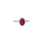 Anillo de Rubí con Halo de Diamantes Oro 14k