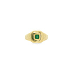 Anillo Signet Cuadrado con Esmeralda en Oro 14K