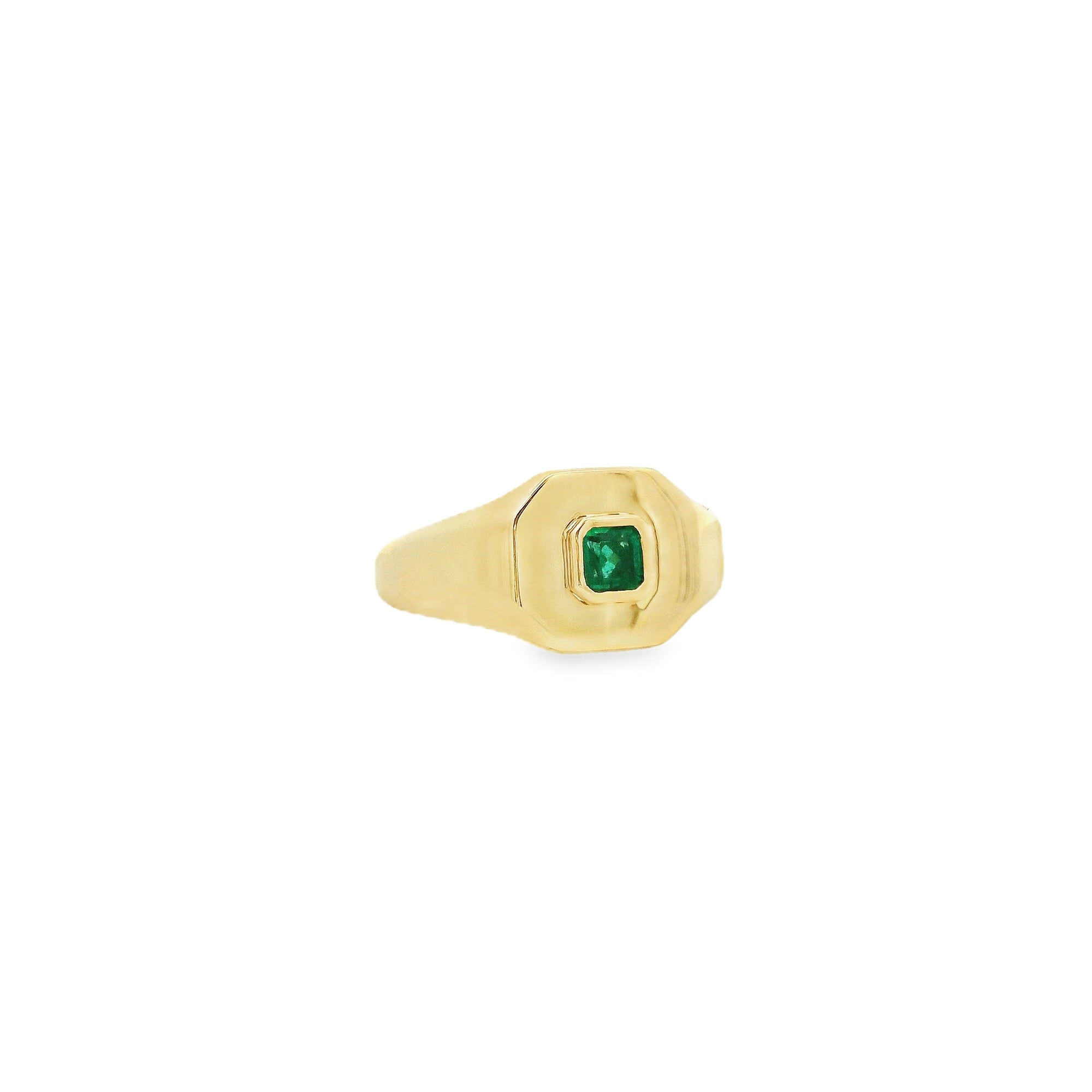 Anillo Signet Cuadrado con Esmeralda en Oro 14K