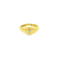 Anillo Signet con Diamante Pera en Oro 14K