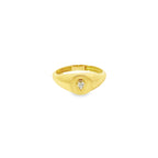 Anillo Signet con Diamante Pera en Oro 14K