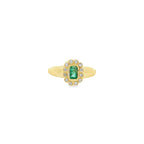 Anillo Vintage de Esmeralda con Diamantes en Oro Amarillo 14K