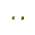 Aretes de Esmeralda Corte Esmeralda con Halo de Diamantes en Oro 14k