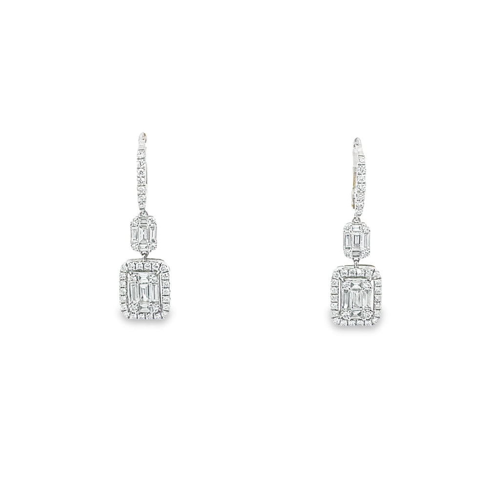 Aretes Ilusión de Diamantes en Oro Blanco 18k