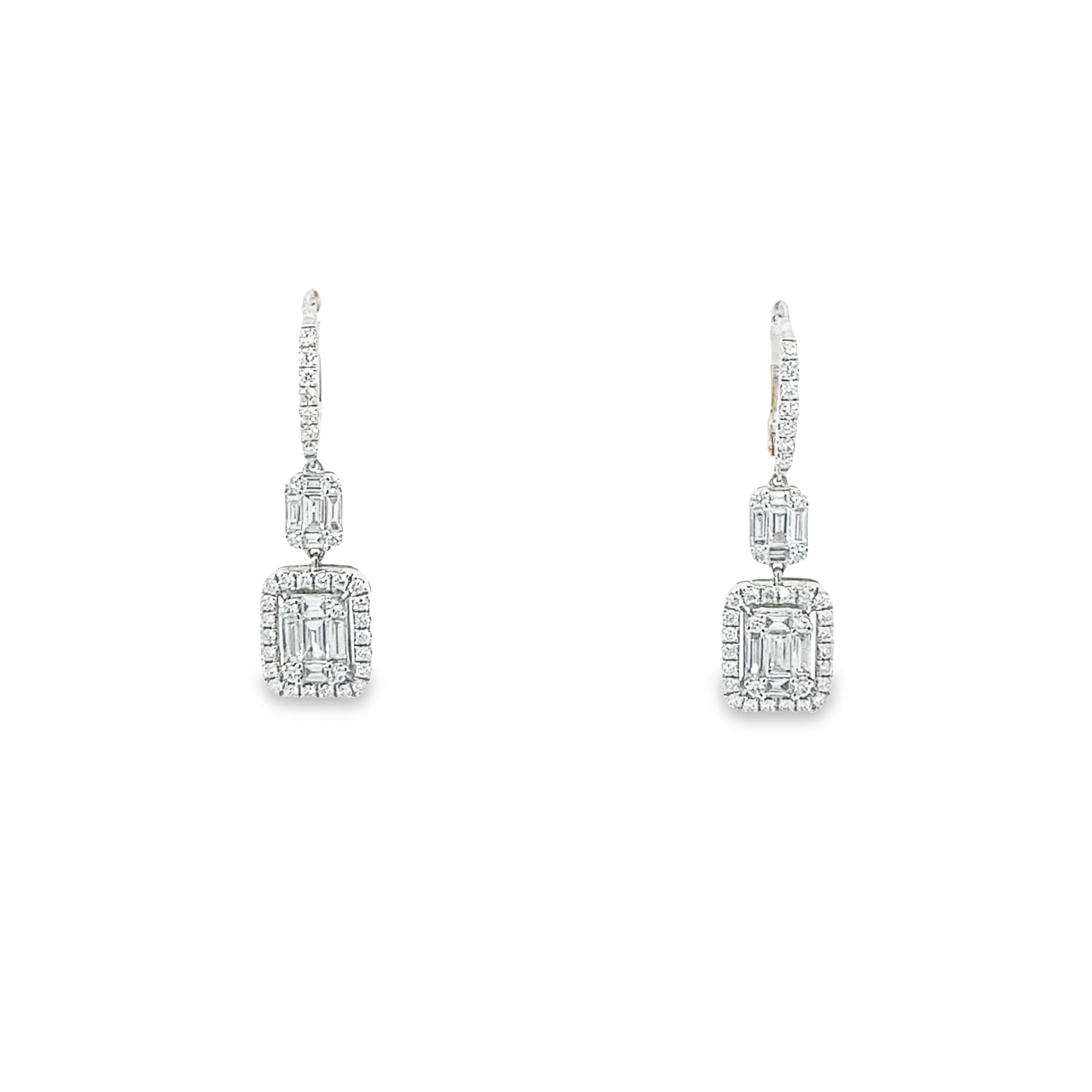 Aretes Ilusión de Diamantes en Oro Blanco 18k