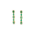 Aretes colgantes de esmeraldas con halo de diamantes