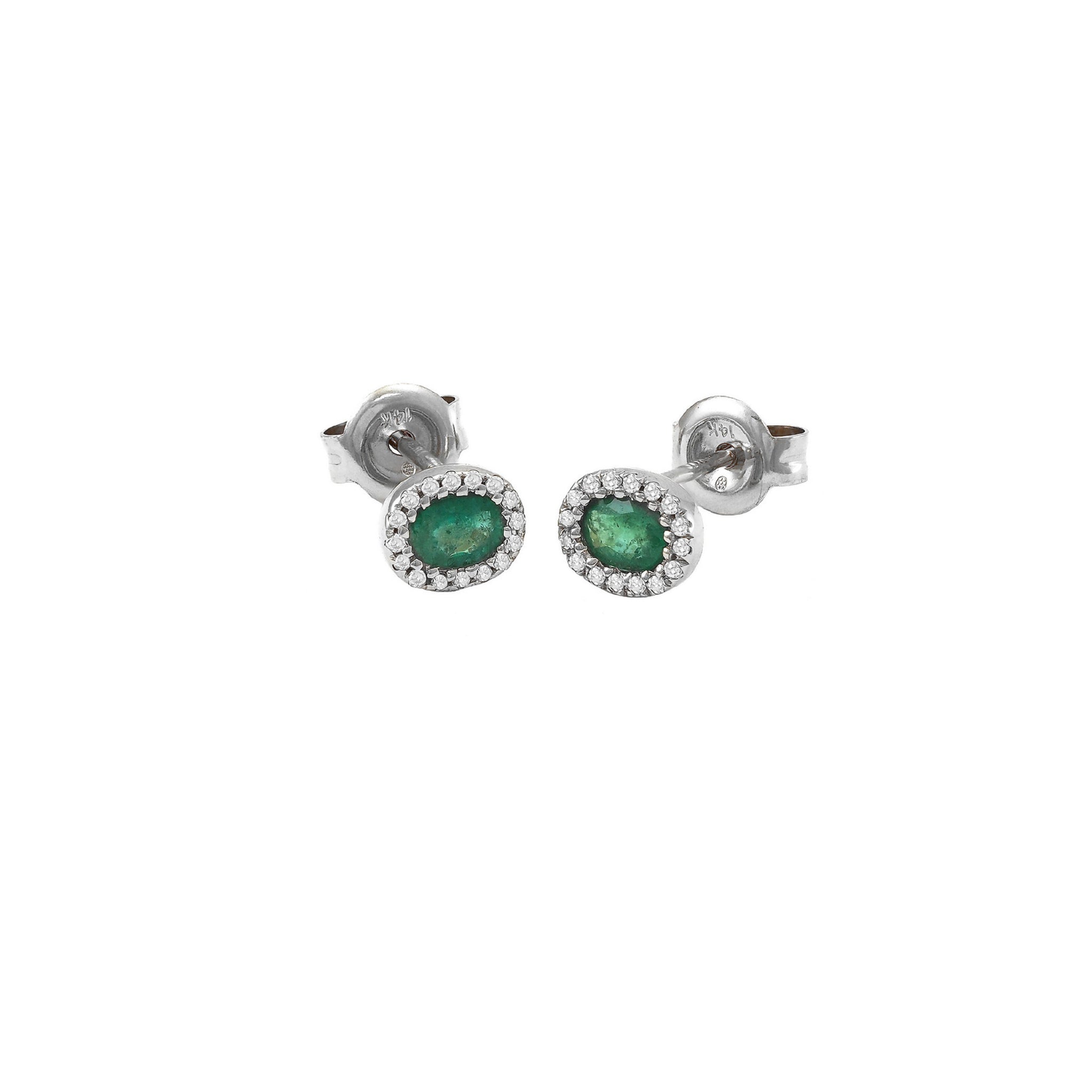 Aretes Mini Oval con Halo en Oro 14k