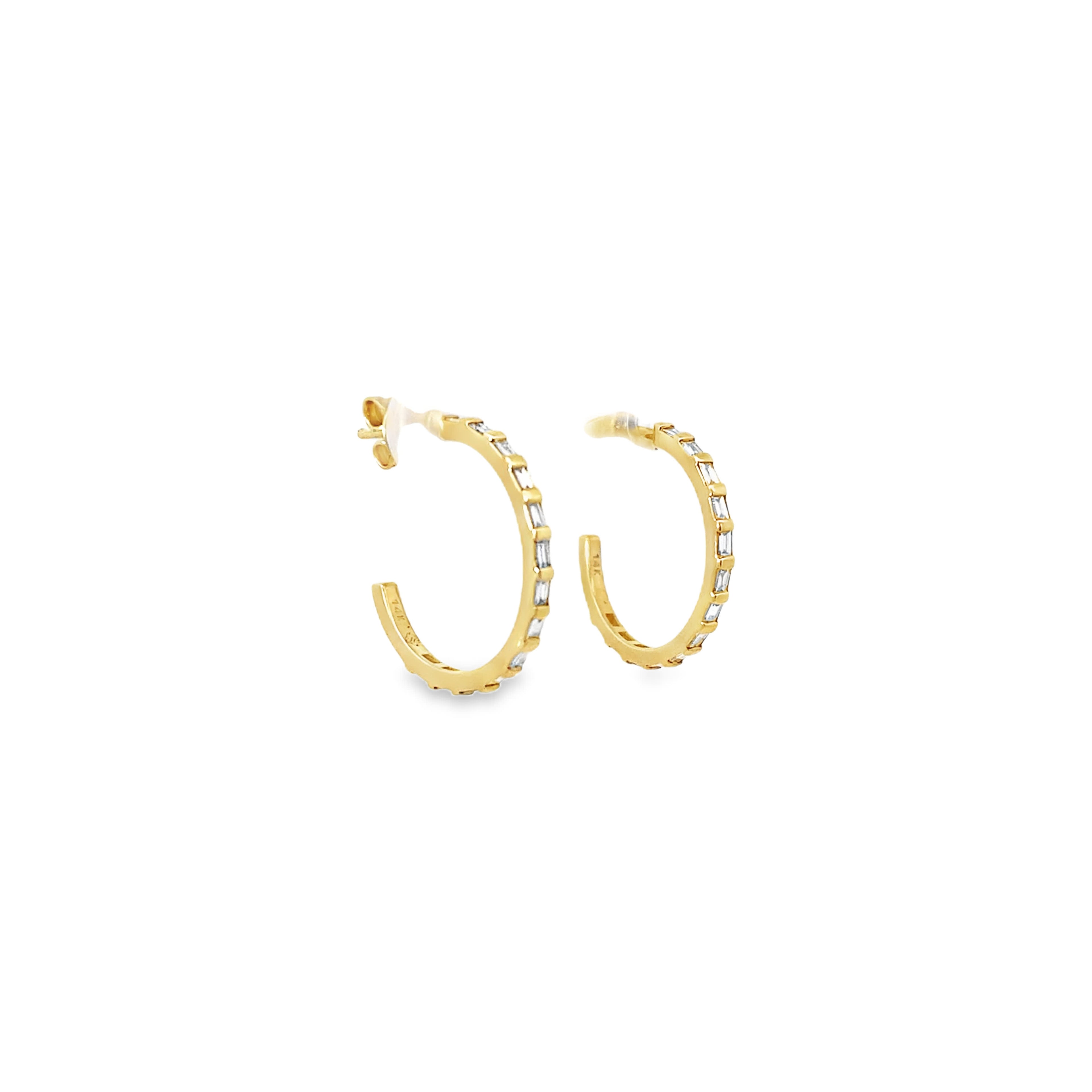 Arracadas de Diamantes Baguette en Oro 14k