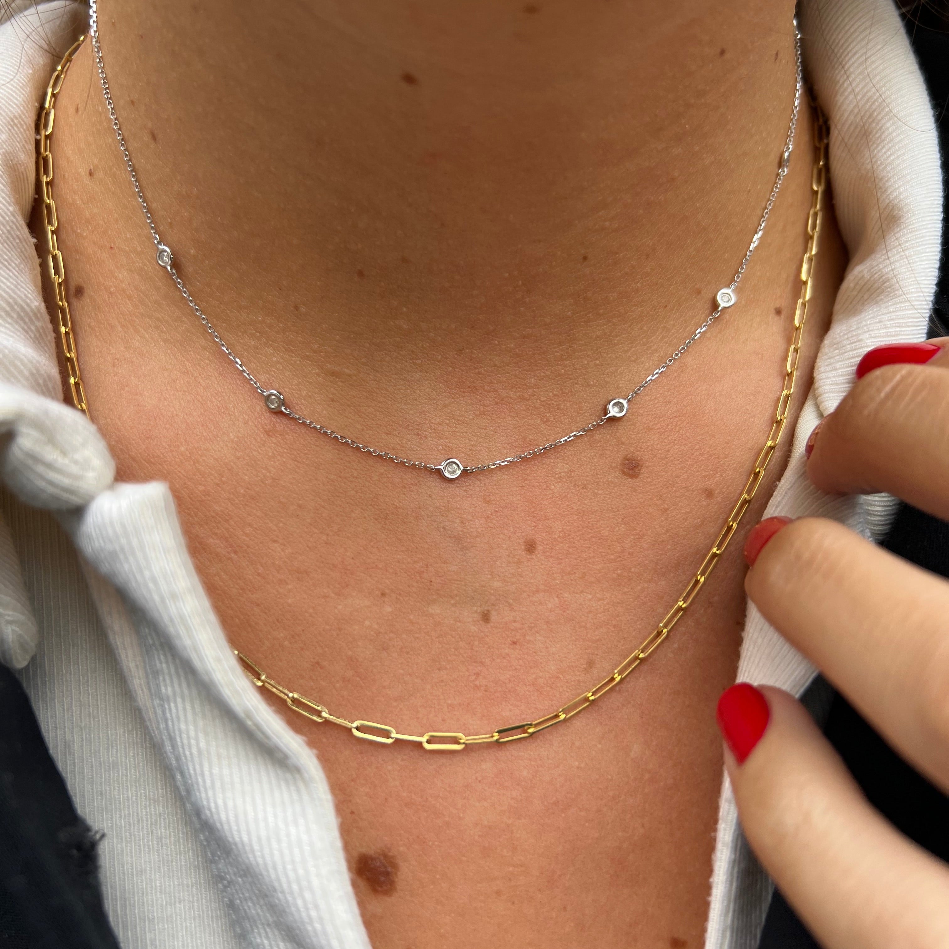 Collar Diamantes con Bisel Oro 14k