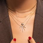 Collar Diamantes con Bisel Oro 14k