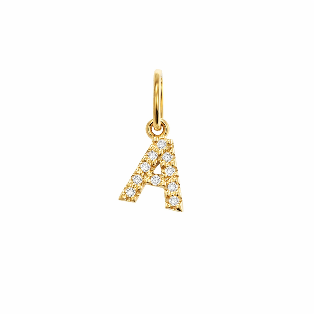 Dije Inicial con Diamantes en Oro 14K