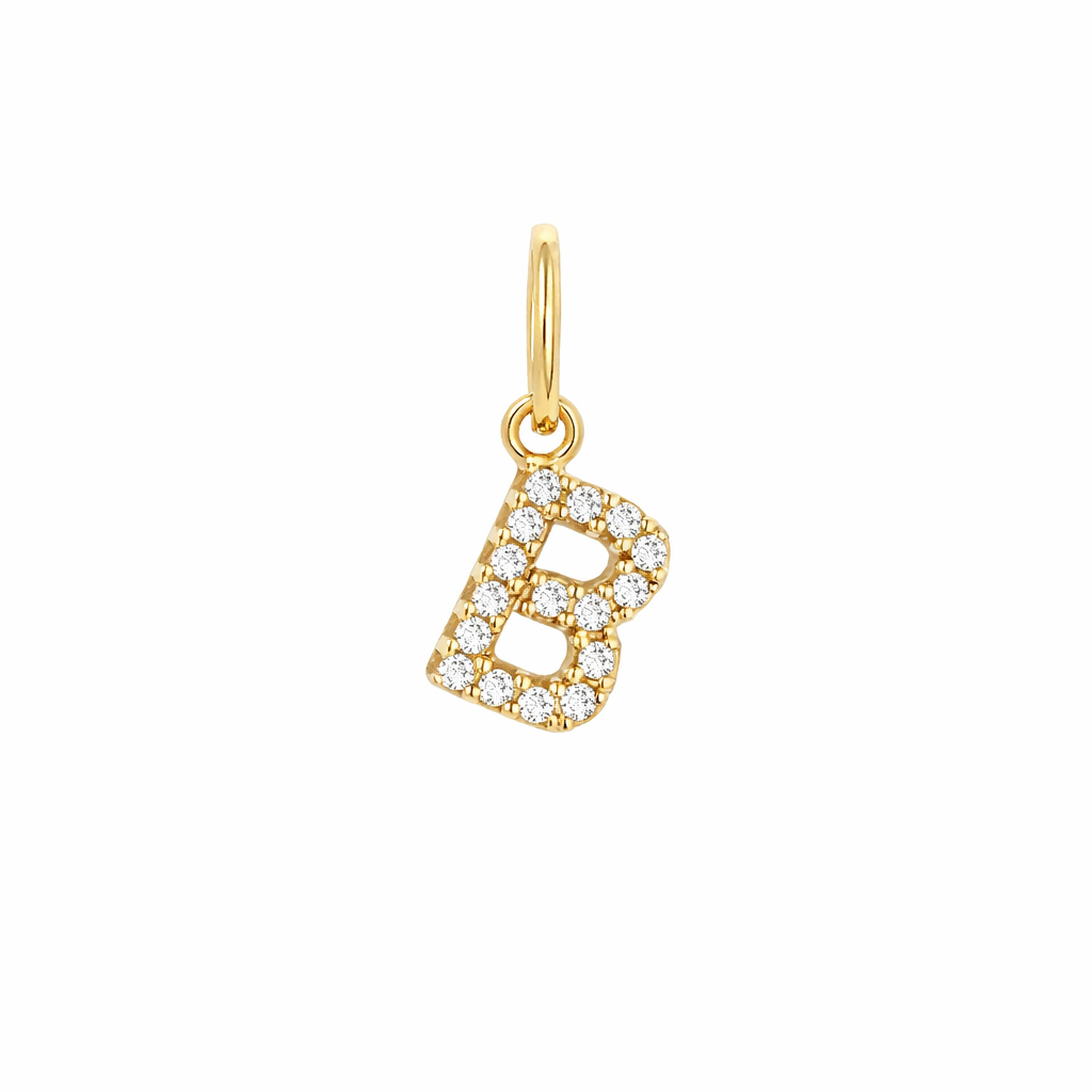 Dije Inicial con Diamantes en Oro 14K