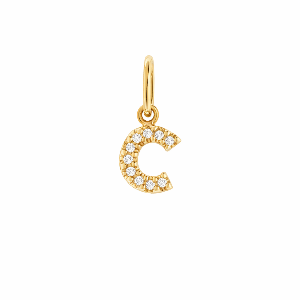 Dije Inicial con Diamantes en Oro 14K
